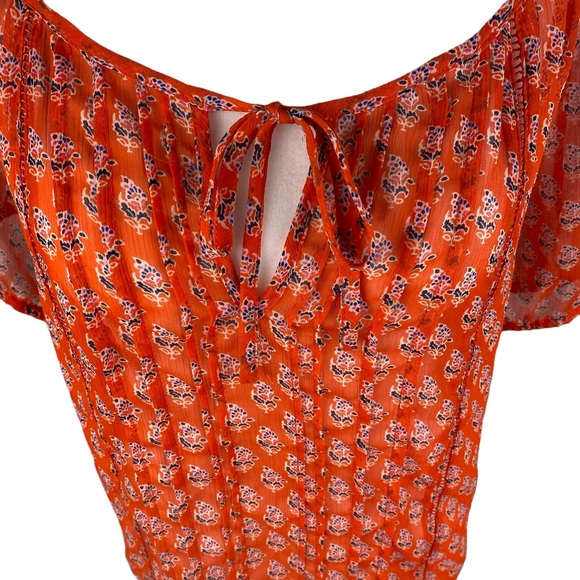 Gap Orange Peasant Blouse with Tie Size Small - Picture 3 of 9